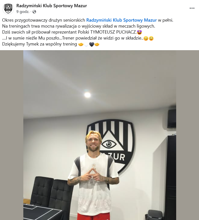 Tymoteusz Puchacz wpadł na trening do... :D